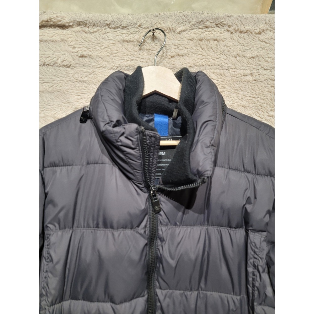 Calvin Klein Mens Gray Water Resistant Puffer Jacket Medium Full Zip Bomber Coat